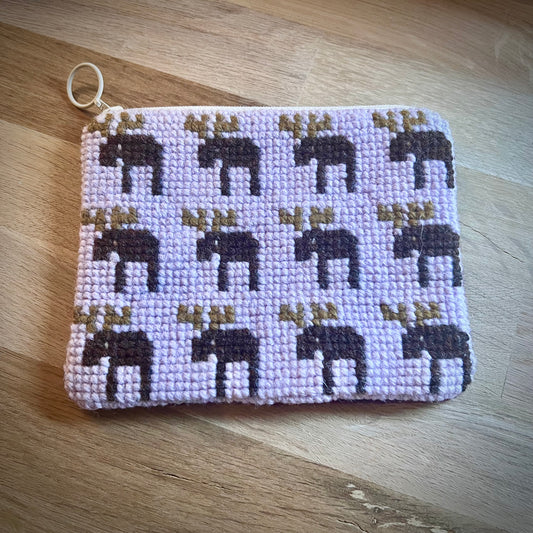 Handgjord unik börs, älgar ljuslila