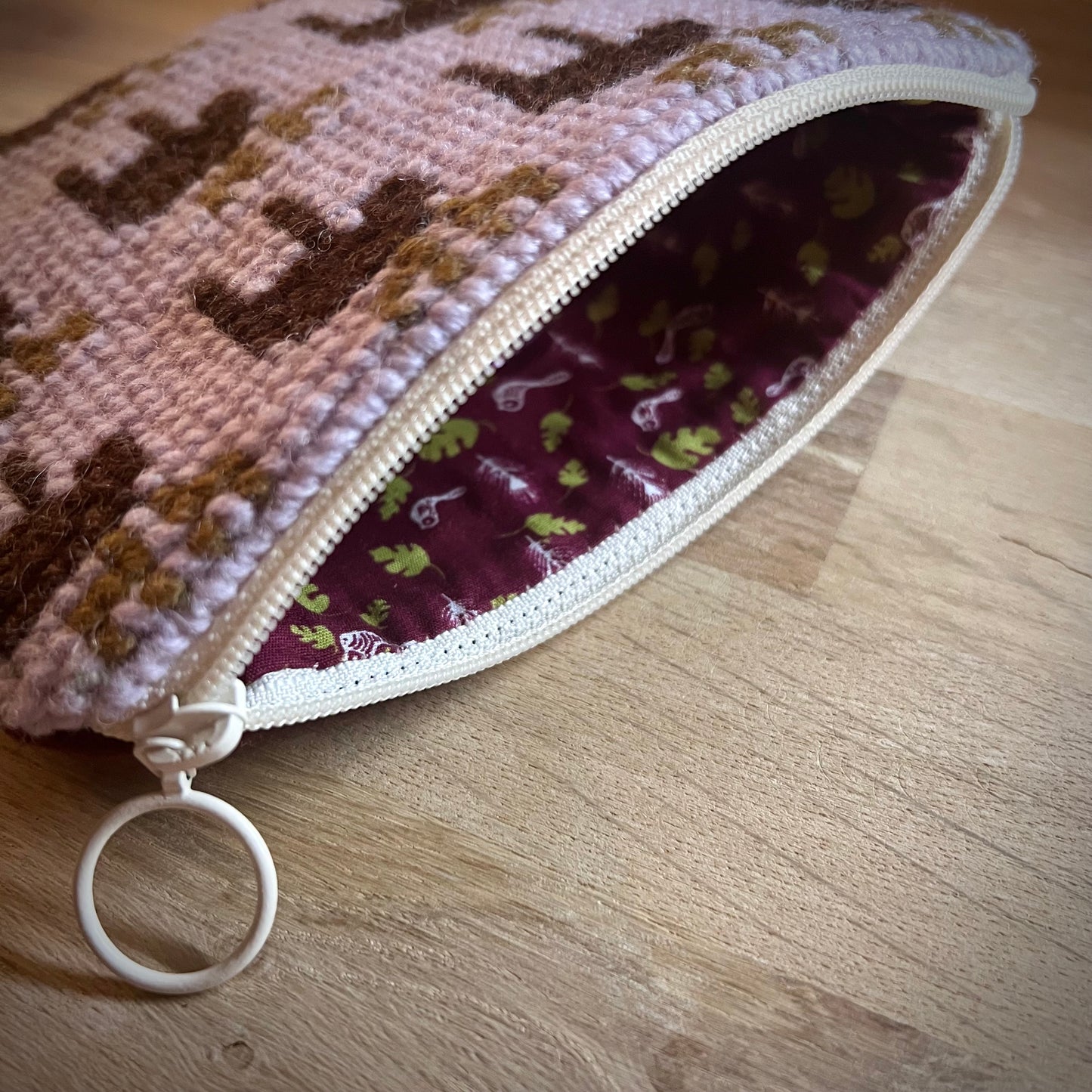 Handgjord unik börs, älgar ljuslila