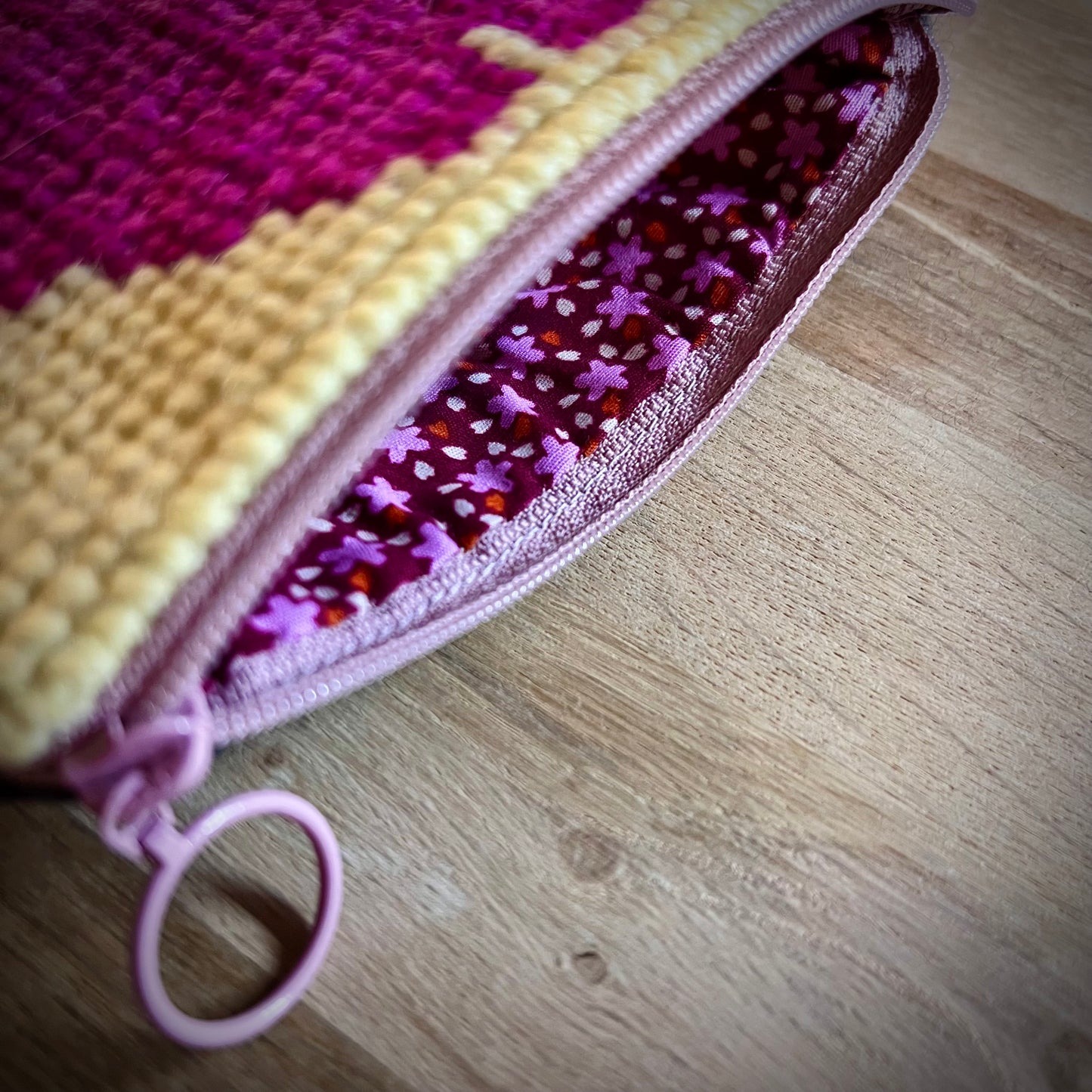 Handgjord unik börs, rosa pion