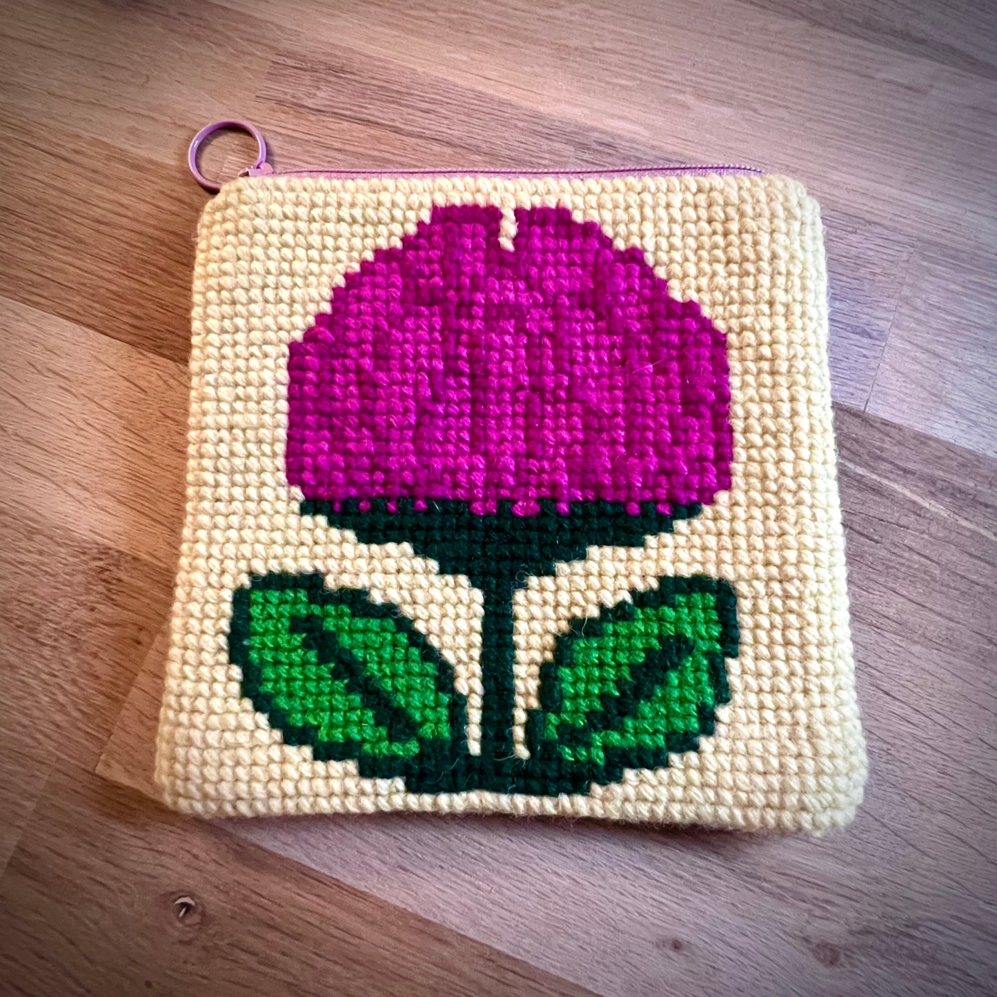 Handgjord unik börs, rosa pion