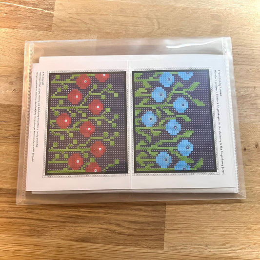 Broderikit med ullgarn i blåbär och lingonskogen