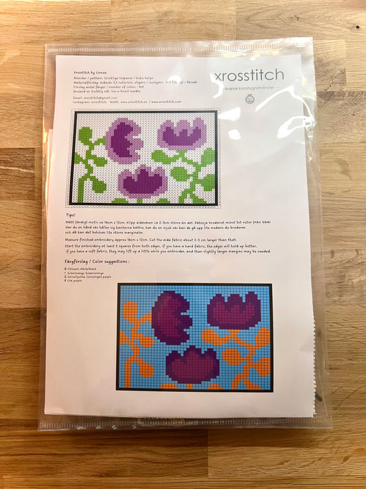 Broderikit med ullgarn snirkliga tulpaner