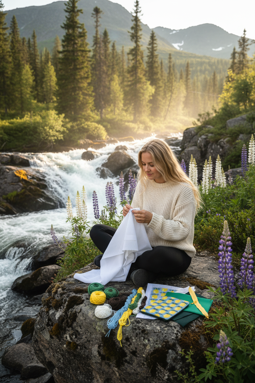 Citronella kit – stickad tröja vid forsen