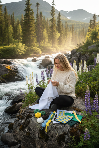 Citronella kit – stickad tröja vid forsen